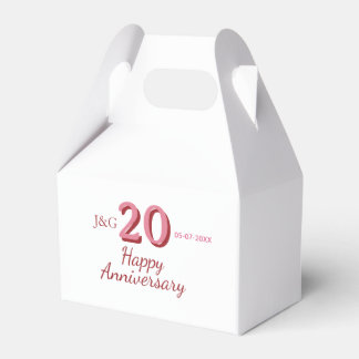 20. Jubiläum rosa Name Datum Monogramm fett Geschenkschachtel