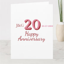 20. Jubiläum rosa Name Datum Monogramm fett