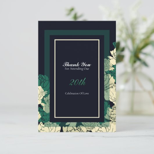 20. Jubiläum smaragdgrüne Rose danke Ihnen Karte (Stehend Vorderseite)