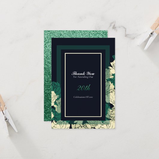 20. Jubiläum smaragdgrüne Rose danke Ihnen Karte (Vorderseite/Rückseite Beispiel)