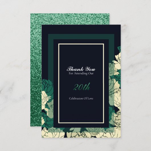 20. Jubiläum smaragdgrüne Rose danke Ihnen Karte (Vorne/Hinten)