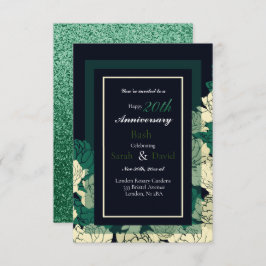 20. Jubiläum smaragdgrüne Rose Druckkarte Karte