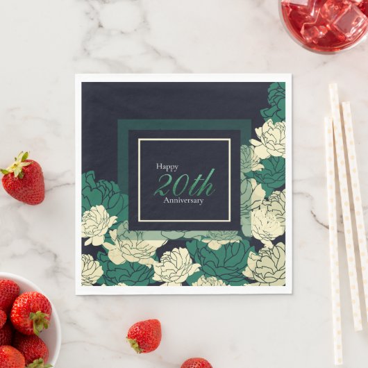 20. Jubiläum smaragdgrüne Rose Druckservietten Serviette (Beispiel)