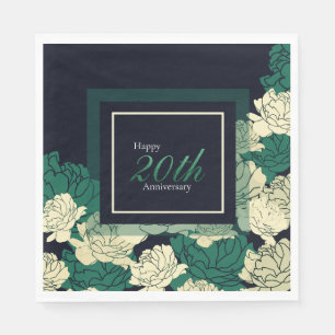 20. Jubiläum smaragdgrüne Rose Serviette