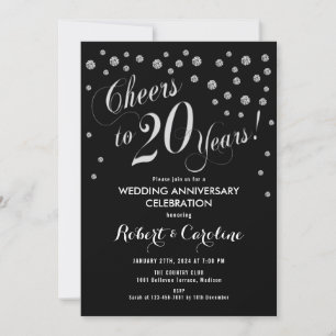 20. Jubiläumseinladung in Schwarz & Silber Einladung