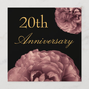 20. Jubiläumseinladung - Vintage rosa Rosen Einladung