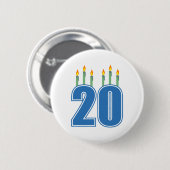 20 Kerzen (Blau/Grün) Button (Vorne & Hinten)