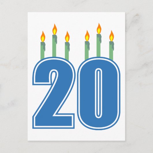 20 Kerzen (blau / grün) Postkarte (Vorderseite)