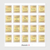 20 Küchenkräuter und Gewürze, schwarz und gold met Aufkleber (Blatt)