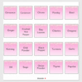 20 Küchenkräutern und Gewürze, rosa Glitzer Aufkleber (Blatt)