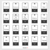 20 Küchenkräutern und Gewürze, schwarz-weiß, trend Aufkleber (Blatt)