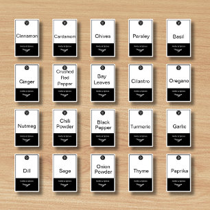 20 Küchenkräutern und Gewürze, schwarz-weiß, trend Aufkleber