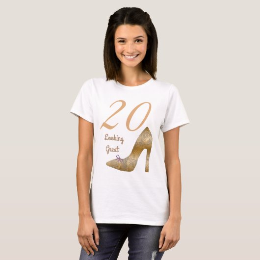 20 & Looking Great High Heel Lavender Bow T-Shirt (Vorne ganz)