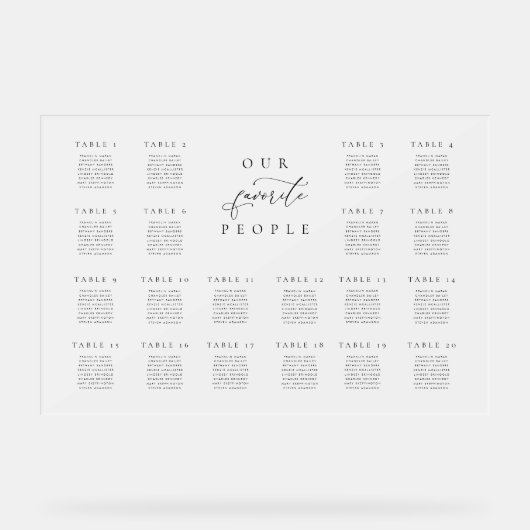 20 Mattierte Acrylsitzkarte Acrylschild (Vorderseite)