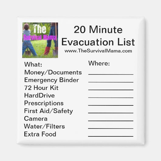 20 Minuten Evakuierungsliste Magnet (Vorne)