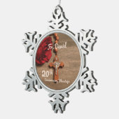 20. Ordination Jubiläum Rose und Rosary Schneeflocken Zinn-Ornament (Rechts)