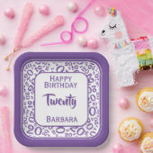 20. Party Random Number Pattern Lila/weiß Pappteller (Party)