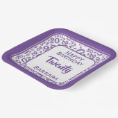 20. Party Random Number Pattern Lila/weiß Pappteller (Gewinkelt)