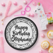 20. Party Random Number Pattern Schwarz/Weiß Pappteller (Party)