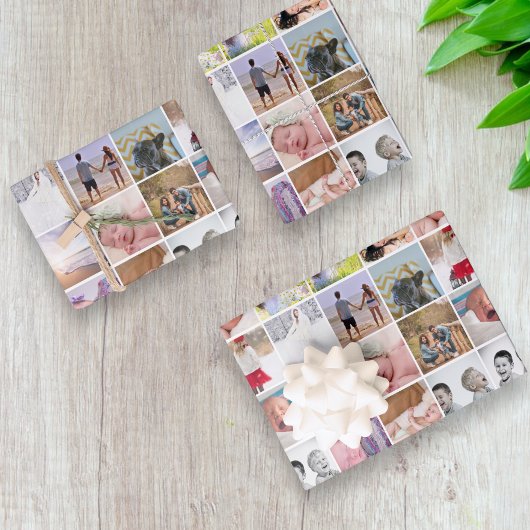 20 Personalisierte Vorlage für FotoCollage Geschenkpapier Set