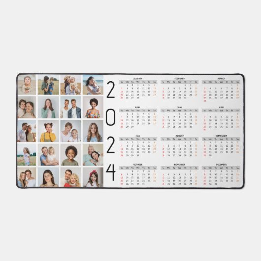 20 Photo Collage US 2024 Year At A Glance Calendar Schreibtischunterlage (Vorderseite)