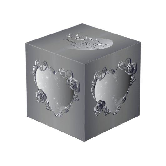 20. Platinum Rose Herzrahmen 4 Fotos Würfel (Vorderseite Schrägansicht)