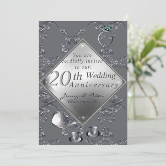 20. Platinum Smaragdjubiläum Einladung (Stehend Vorderseite)