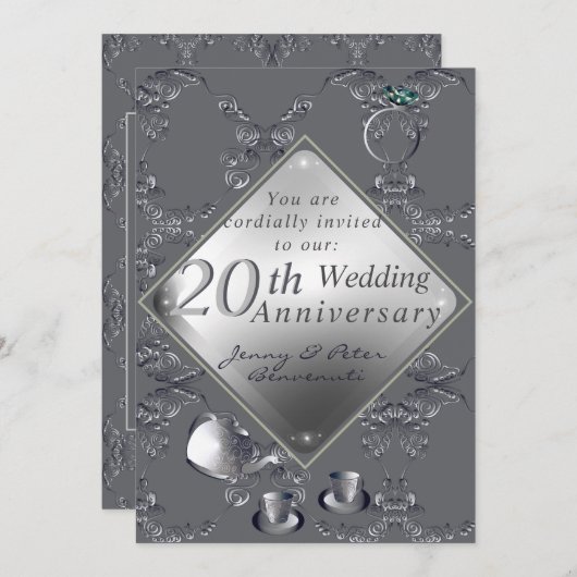 20. Platinum Smaragdjubiläum Einladung (Vorne/Hinten)