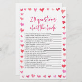 20 Questions About The Bride Bridal Shower Game Briefpapier (Vorne/Hinten)