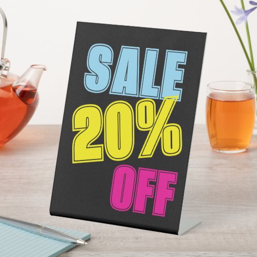 20% Rabatt auf das Handelsschild, Tabletop Counter Sockelschild (In Situ)