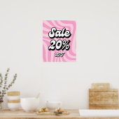 20 % Rabatt auf das Verkaufszeichen, Pink Retro Re Poster (Küche)