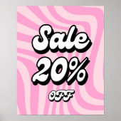 20 % Rabatt auf das Verkaufszeichen, Pink Retro Re Poster (Vorne)