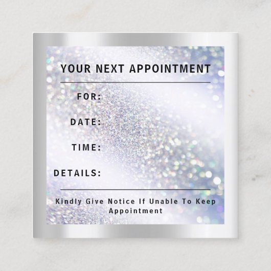 20 % Rabatt für Logohair Lash Glitzer Silver Terminkarte (Rückseite)