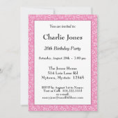 20 - Random Number Pattern Pink/White 20. Veransta Einladung (Vorderseite)