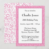 20 - Random Number Pattern Pink/White 20. Veransta Einladung (Vorne/Hinten)