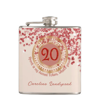 20. Ruby Red Glitter Geburtstag Lustige Zitate Flachmann