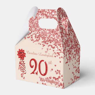 20. Ruby Rot Glitter Champagner Gold Geburtstag Geschenkschachtel