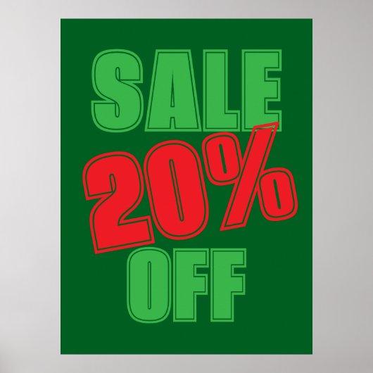 20% Sale Sign, Green and Red Christmas Sale  Poster (Vorne)
