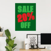 20% Sale Sign, Green and Red Christmas Sale  Poster (Heimbüro)