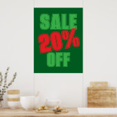 20% Sale Sign, Green and Red Christmas Sale  Poster (Küche)