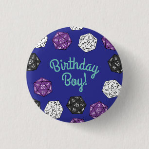 20 Sided Dice DND Games Geburtstagsparty Button