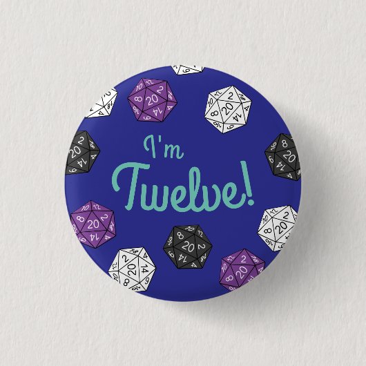 20 Sided Dice DND Games Kindergeburtstag Party Button (Vorderseite)
