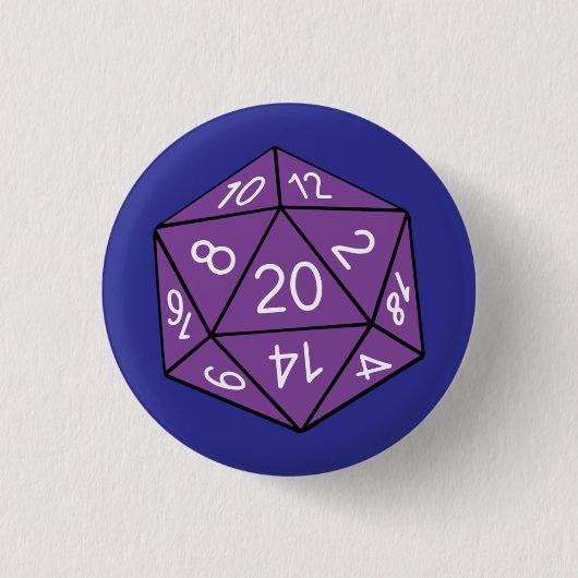 20 Sided Dice DND Games Kindergeburtstag Party Button (Vorderseite)