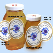 20 Small Jar Oval Blue Blume Honey Label und Biene