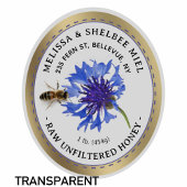 20 Small Jar Oval Blue Blume Honey Label und Biene