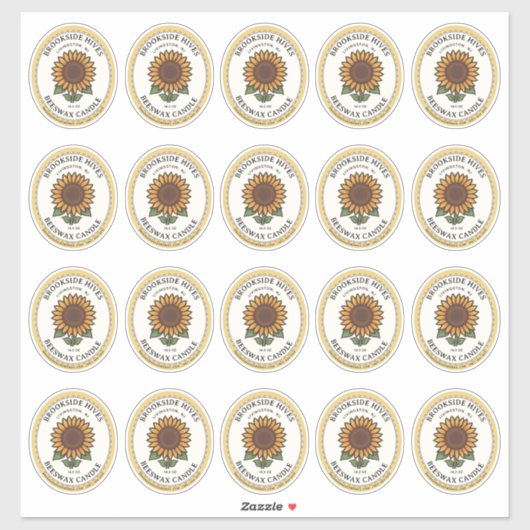 20 Small Jar Oval Sonnenblumenkerze Aufkleber (Blatt)