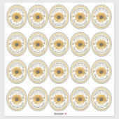 20 Small Jar Oval Sunflower Honey Label mit Biene (Blatt)