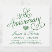 20. Smaragd-Hochzeitstag Schaumweinetikett (Einzelnes Label)