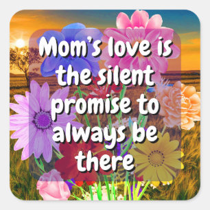 20 Stück - Zitate für die liebe Mama Florale Mut Quadratischer Aufkleber