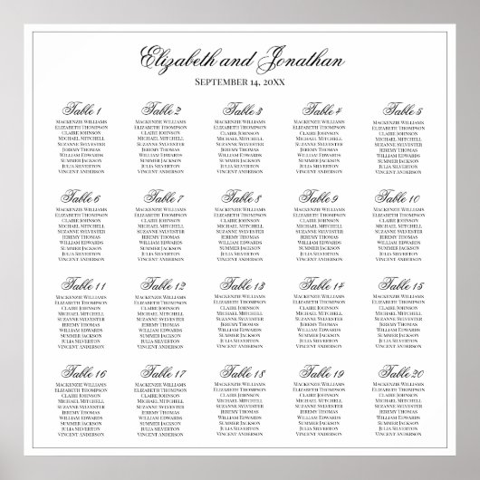 20 Tabelle Einfache Eleganz Hochzeitskarte Poster (Vorne)
